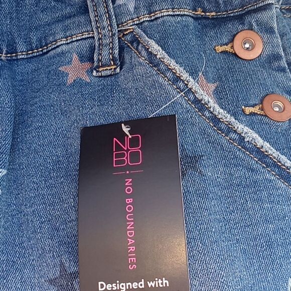 Womens Juniors Fashion Destructed Denim Shortalls Size L - Picture 5 of 5